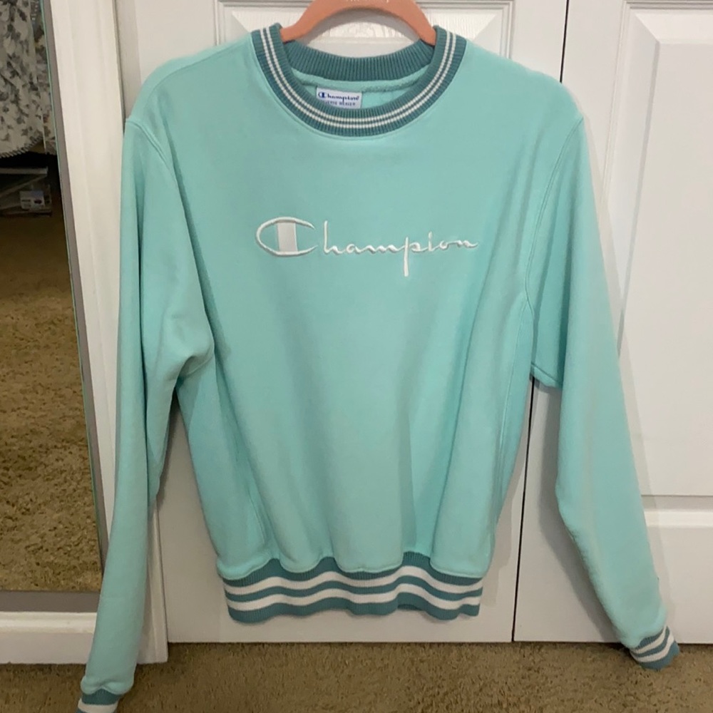Mint colored champion crewneck